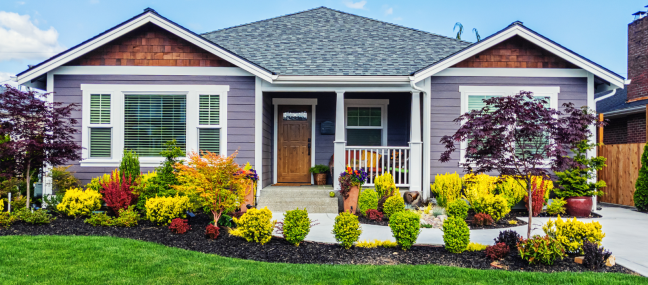 suburban house with nice yard